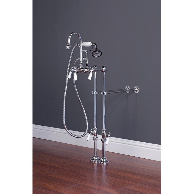 Robinet de baignoire romaine à 5 poignées avec inverseur, Chrome