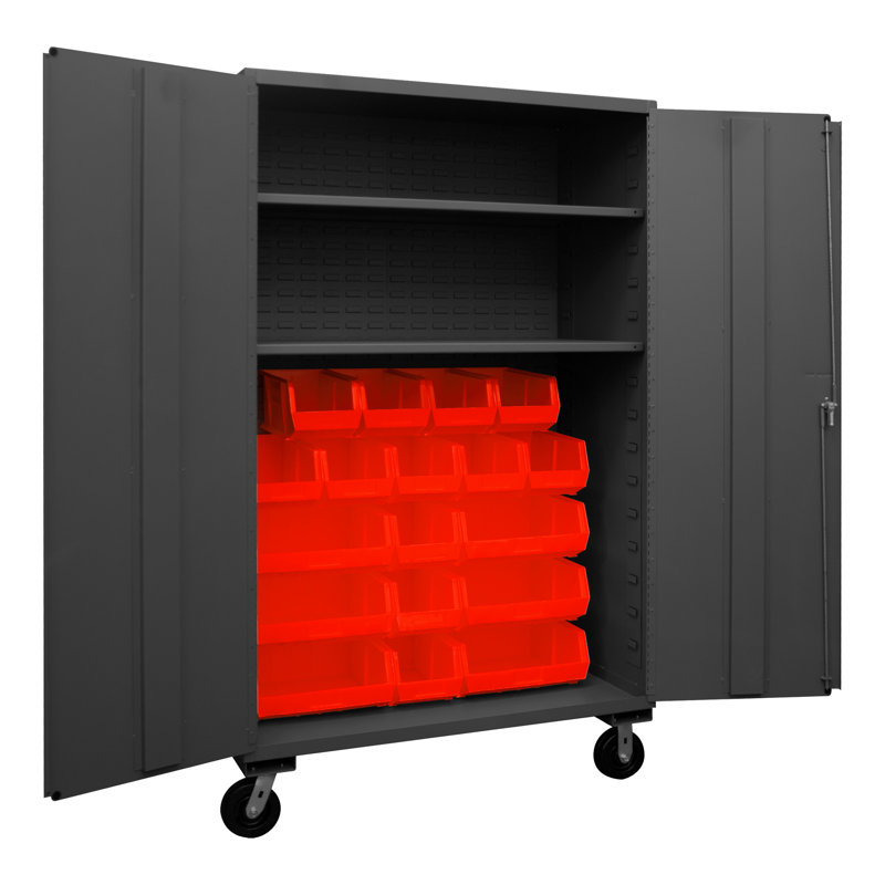 Ferryhill Single Storage Cabinet ( 81'' H x 48'' W x 24'' D), Gray/Red