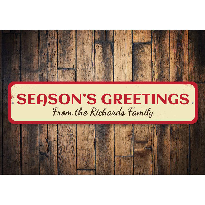 Plaque en aluminium personnalisée «Season's Greetings», H 6 po x l 24 po x P 0,06 po