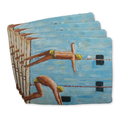 Ensemble de 4 napperons en polyester tressé - Décoration pour la maison