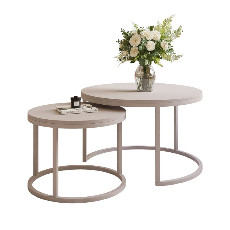 Neika 2 Piece Coffee Table, Wood, Cashmere