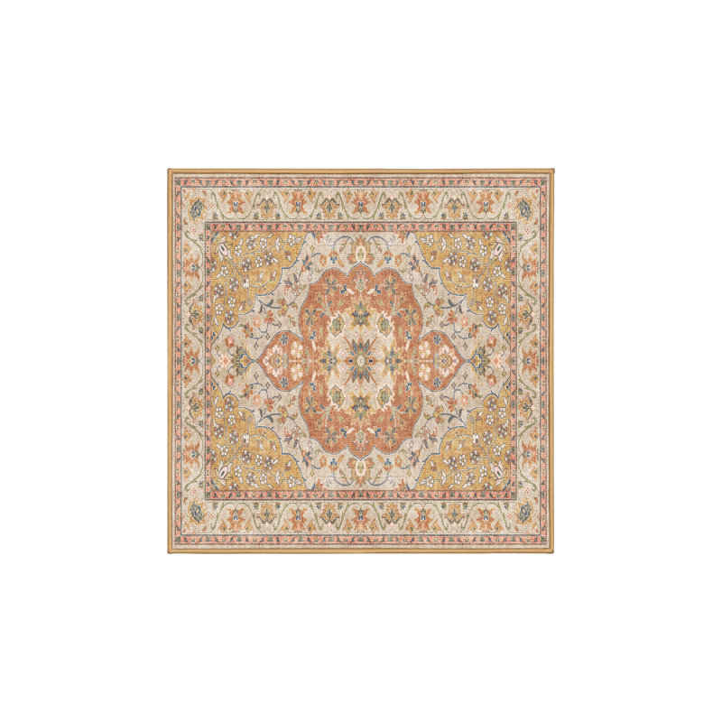 Tapis oriental en chenille / polyester tissé à la main Fionne, Carré 6 pi
