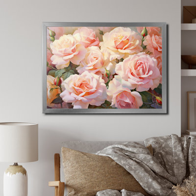 Pink Roses Romantic Impression - Floral Framed Wall Decor