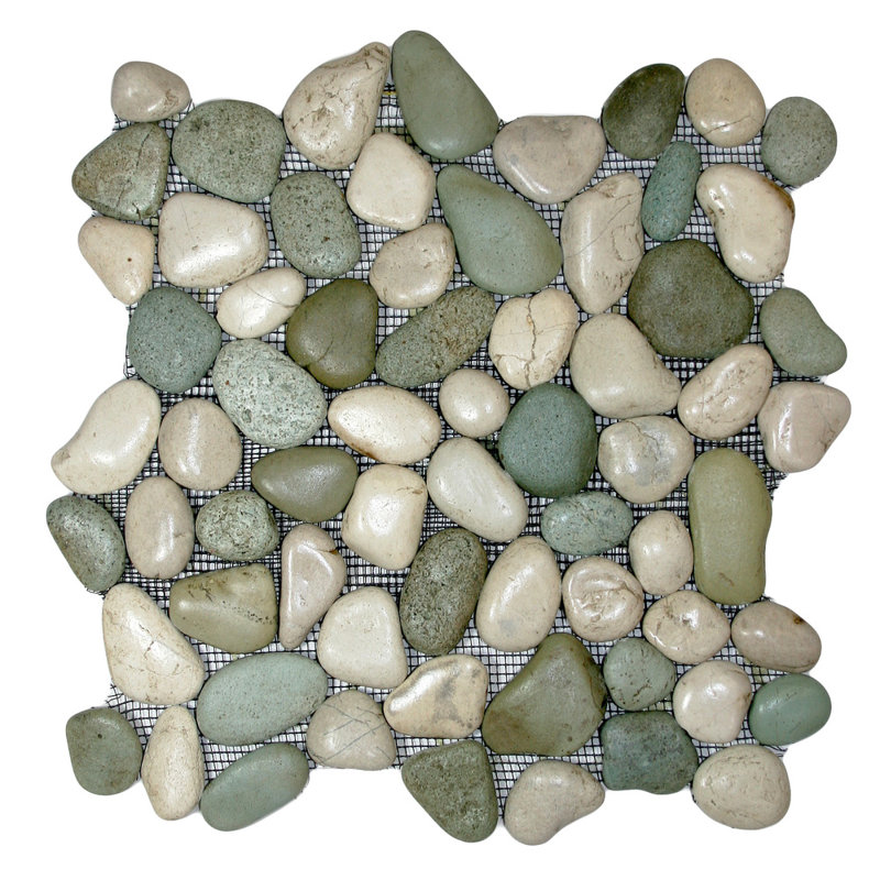 CNK Ganges Green White Natural Stone Mosaic Tile 12"x12" Mesh Backed Matte – 1 Sq. Ft. Per Box