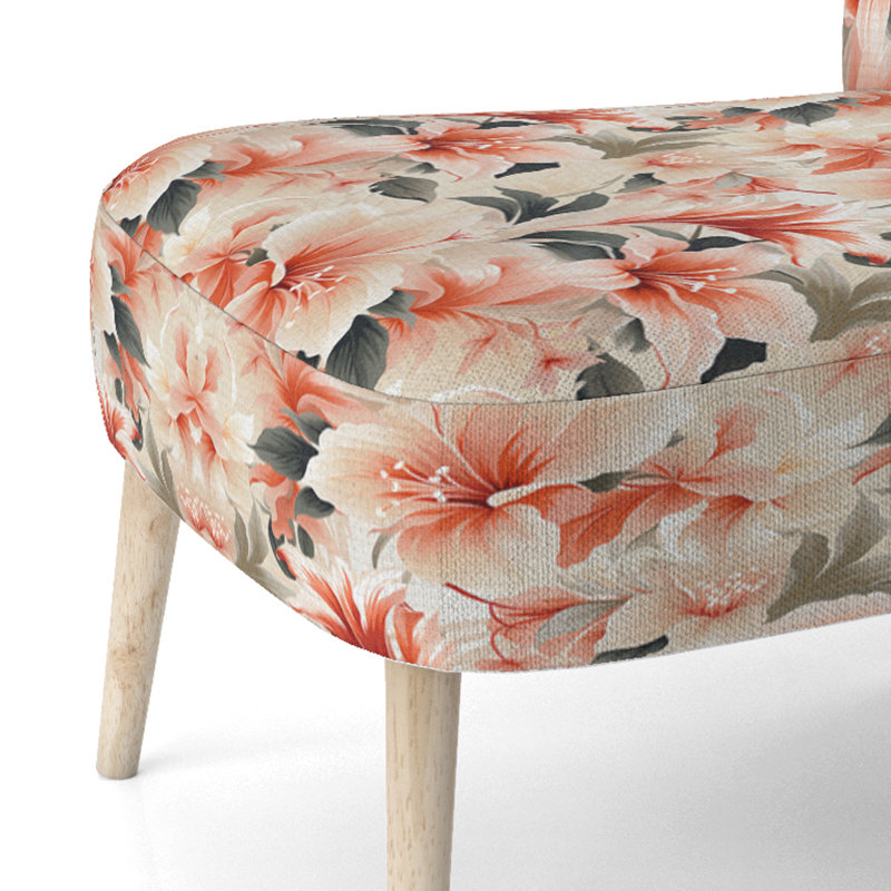 Chaise d'appoint rembourrée A, Motif tropical neutre délicat I
