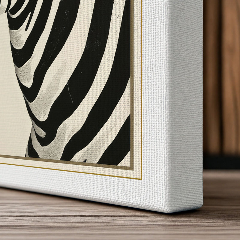Zebra Study Japandi - Wrapped Canvas, 30x20 - 76.2 x 50.8 cm, White Border