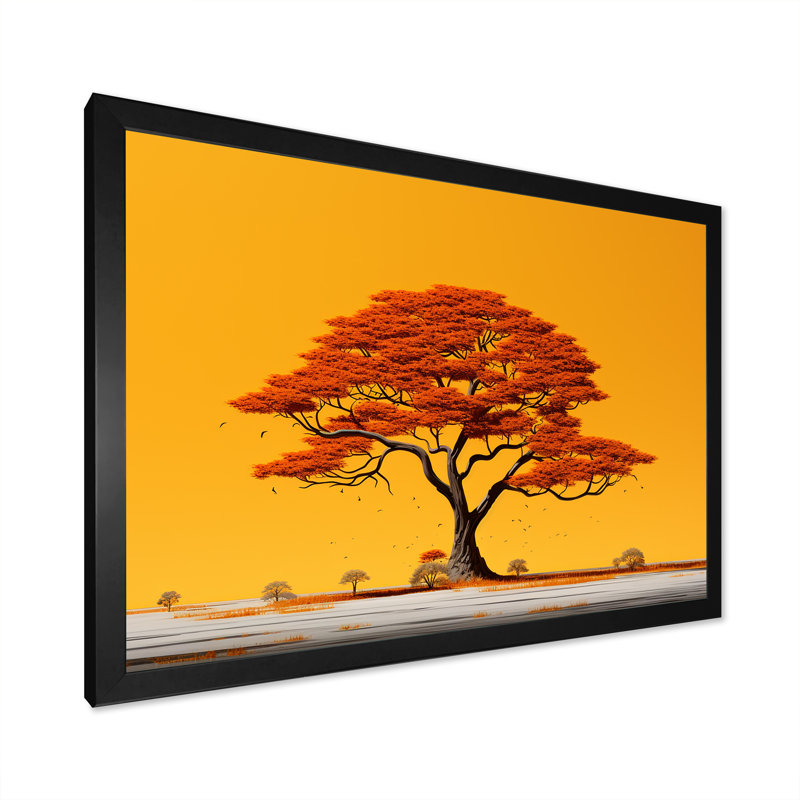 «African Tree Ambiance Savana I» sur toile, Cadre photo noir, H 12 po x l 20 po x P 1 po