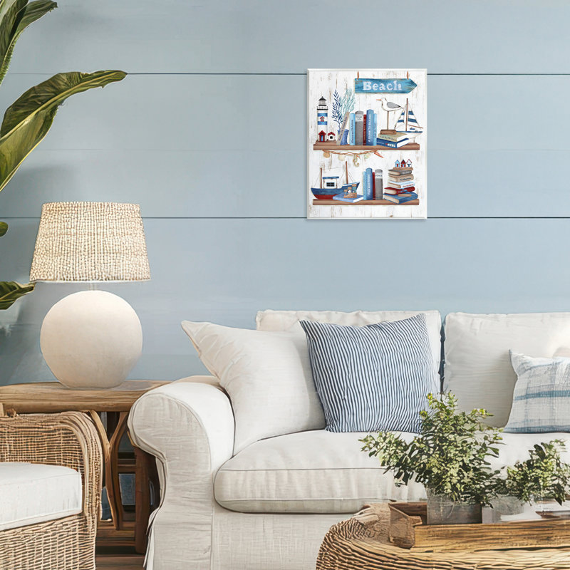 Plaque murale livres nautiques sur tablette, design par Emma Leach