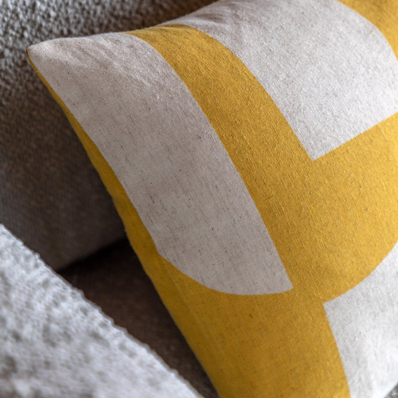 Abstract Square Cushion, Yellow
