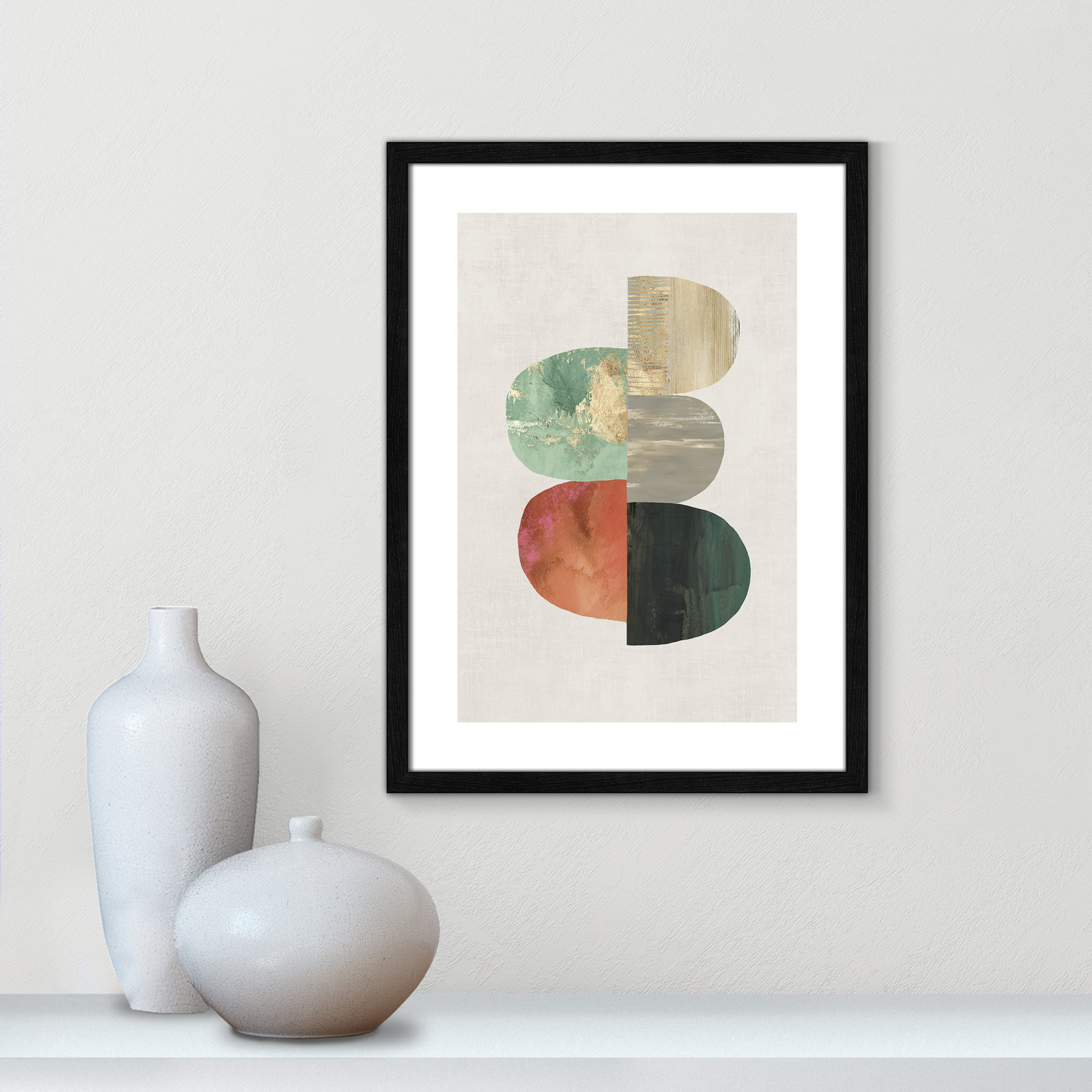 Evolving Energy I - Painting Print, Picture Framed Paper, 23" H x 17" W, Black Wood