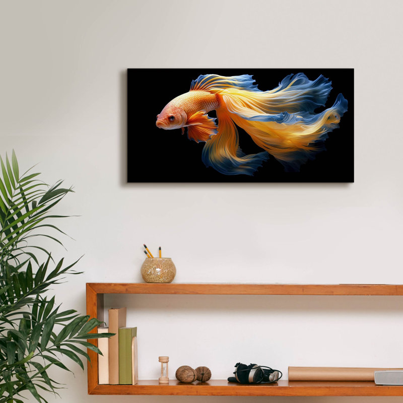 «Fighting Fish Blue and Yellow» par Epic Portfolio, art mural sur toile, H 12 po x l 24 po x P 0,75 po