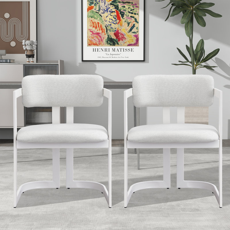 Ensemble de 2 chaises de salle à manger rembourrées, Blanc