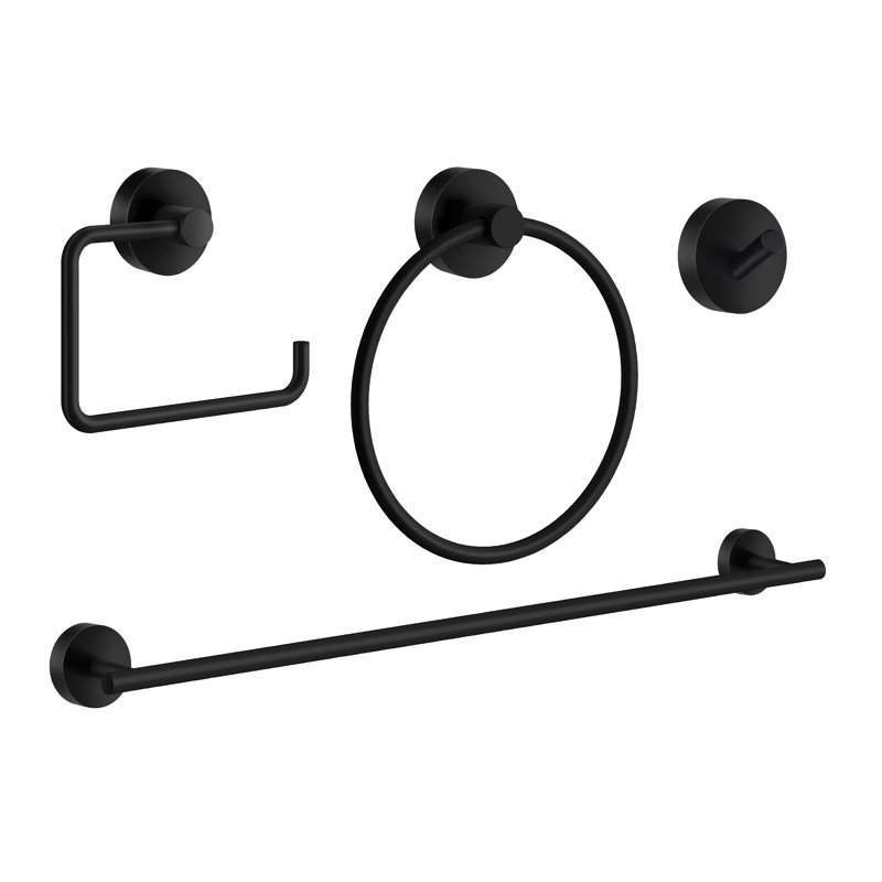 Swedish 4 - Black Piece Bathroom Hardware Set, Black
