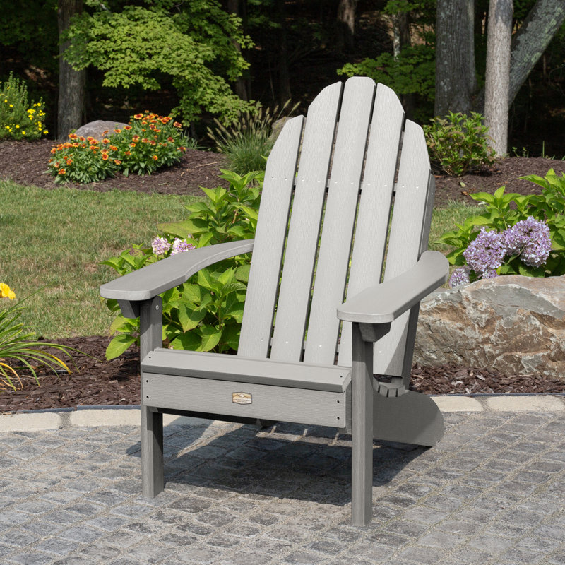 Hinz Plastic Adirondack Chair With Ottoman, Gray
