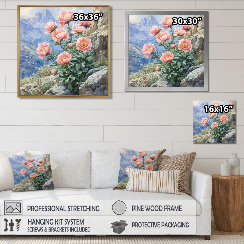 Gondolfi - art mural floral, H 30 po x l 30 po, Impression encadrée flottante, Noir, noir, noir, noir