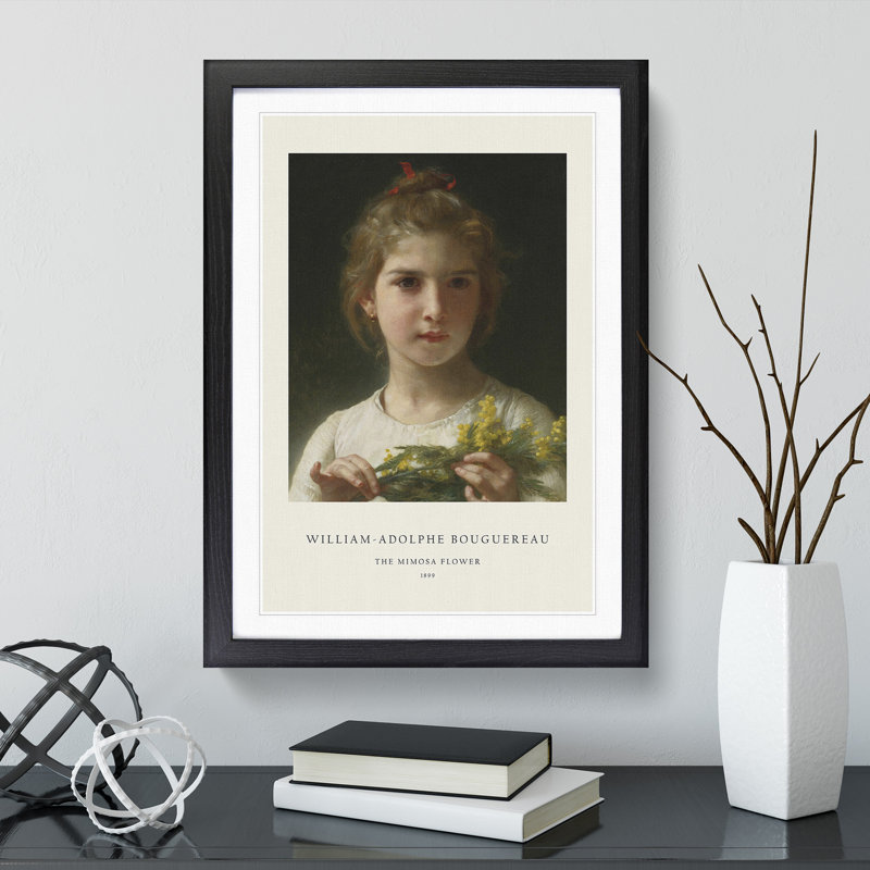 Mimosa Flower Girl by William-Adolphe Bouguereau - Picture Frame Painting, 65cm H x 48cm W x 2cm D