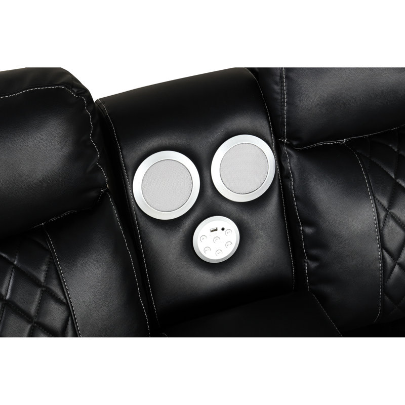 Moderne en forme de L avec coussins, lumières à DEL et accoudoirs modulaires audio-vidéo encastrés, port, fonction inclinable