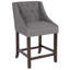 Tabouret de bar transitionnel en noyer capitonné avec garniture cloutée-750917132-746023957
