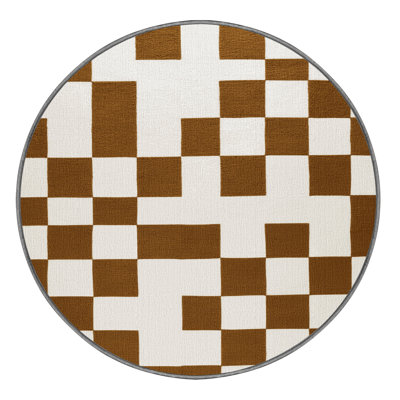 Machine Washable Checkered Grey Area Rug