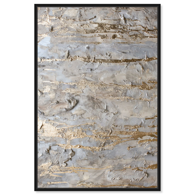 «Celestial Gold Canvas Elegant Gold Abstract» par Art Remedy, H 55 po x l 37 po, Cadre noir