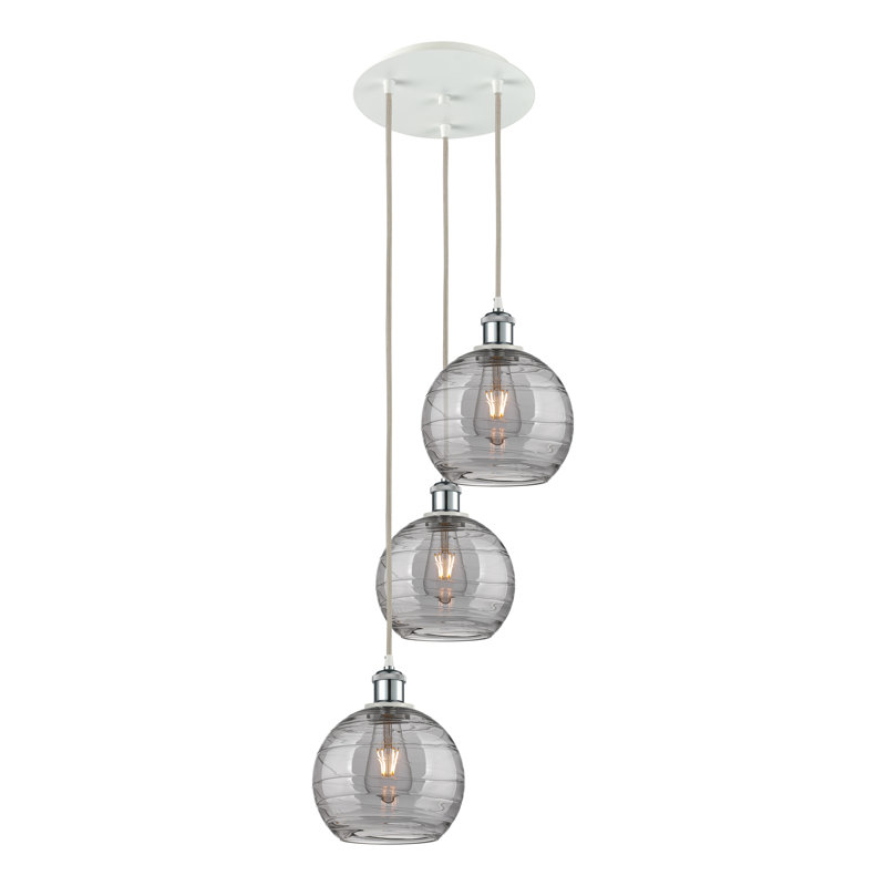 Luminaire suspendu 3 lumières Ellington, H 30,38 po x l 14,5 po x P 14,5 po, Chrome poli blanc