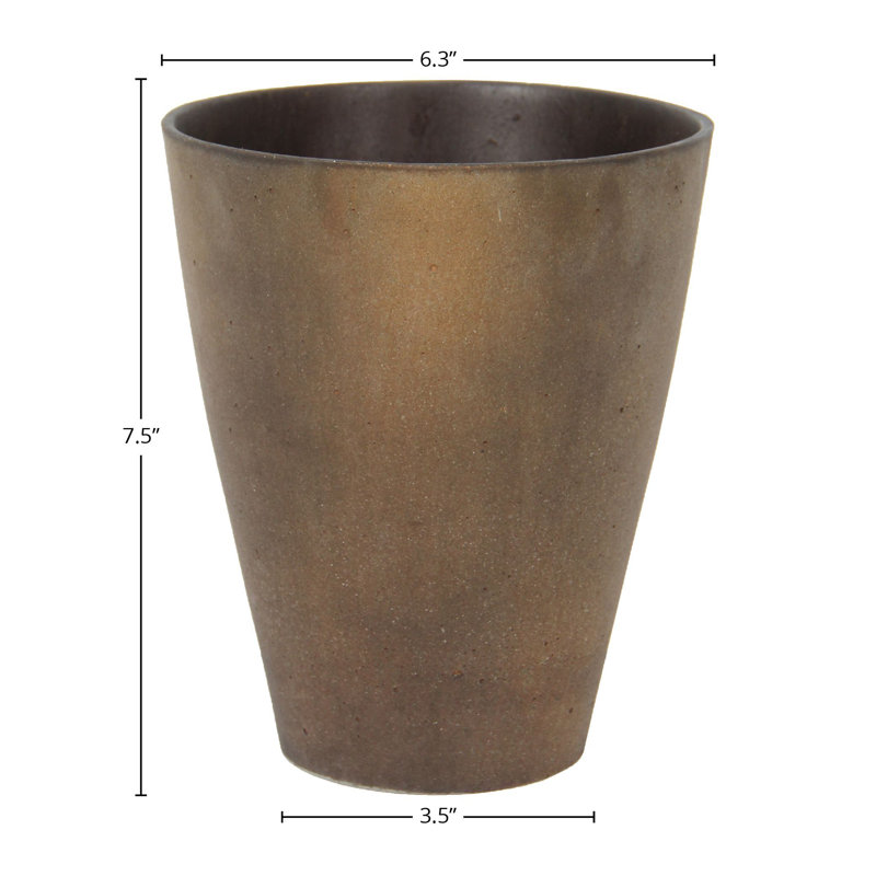Vase rustique en pierre calcaire, Brun rustique, H 7,25 po x l 5,5 po x P 5,5 po