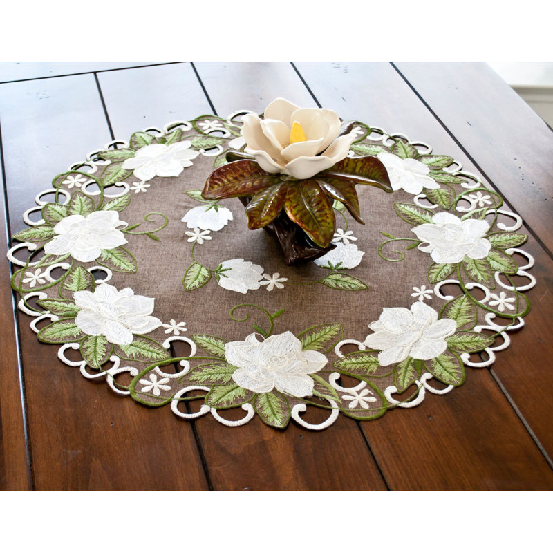 Magnolia on Brown Table Topper (23" Round)