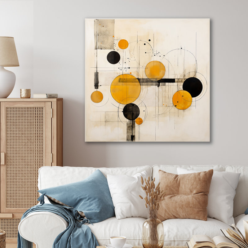 A Sense Of Timelessness Watercolor Yellow Black - peinture abstraite sur toile, art mural, H 24 po x l 24 po x P 1 po