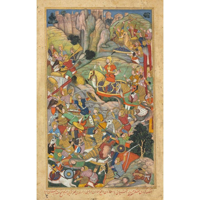 ArtDirect Mughal school, 16th century Gallery Wrapped Canvas Art Titled: Humayun Defeating the Afghans before Reconquering India, c.1590
