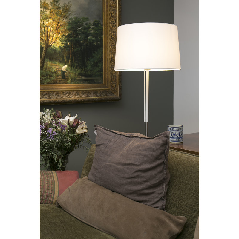 Volta 151cm Traditional Floor Lamp with Outlet, White