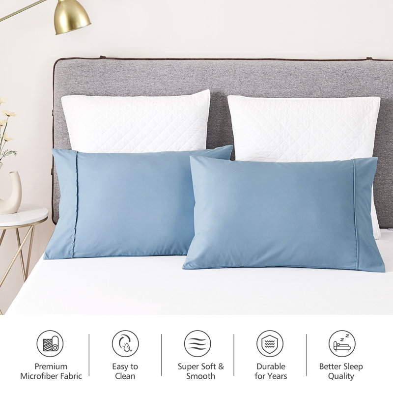 Microfiber - Set of 2, Queen, Light Blue