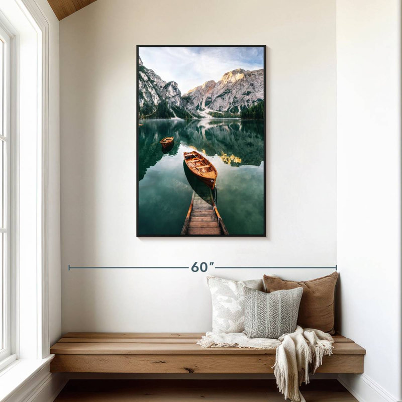 Braies Lake Boats, Floating Frame Black, 29" X 43"