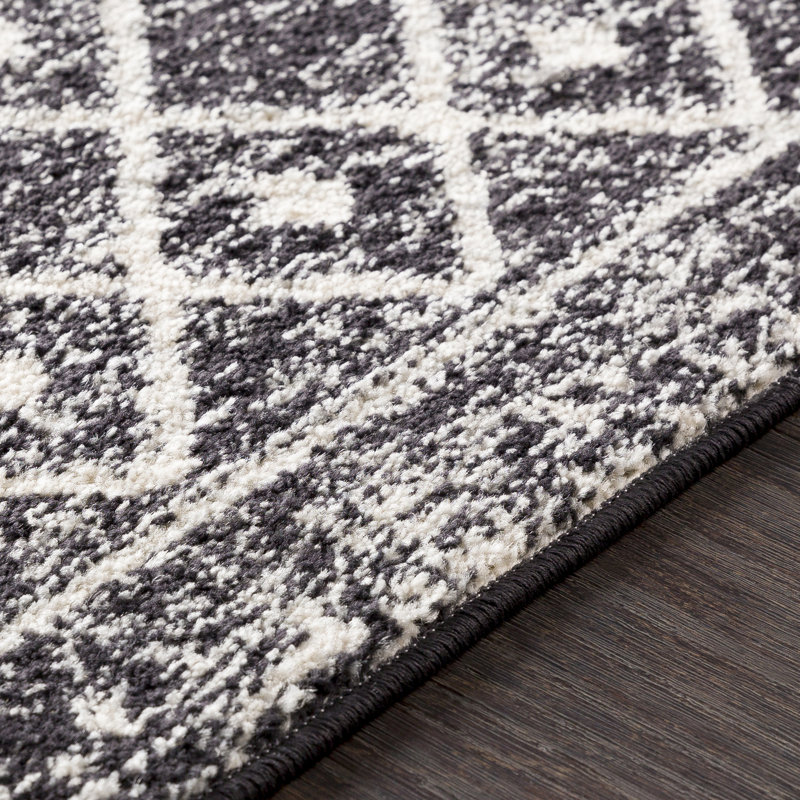 Tapis ivoire et gris anthracite tissé au métier mécanique Lashavia, Carré 5 pi