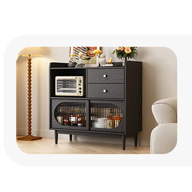 Armoire d'appoint en bois massif, Noir rétro, H 37,4 po x l 39,37 po x P 15,75 po