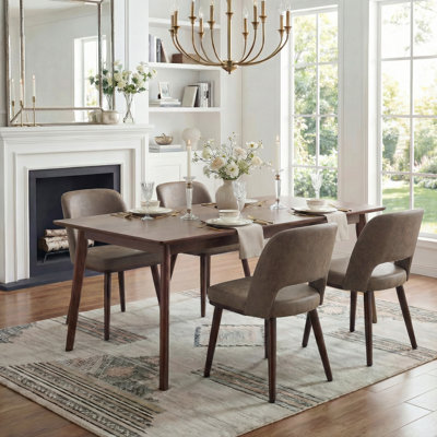 Mason Upholstered Faux Leather Side Dining Chair With Solid Wood Legs 