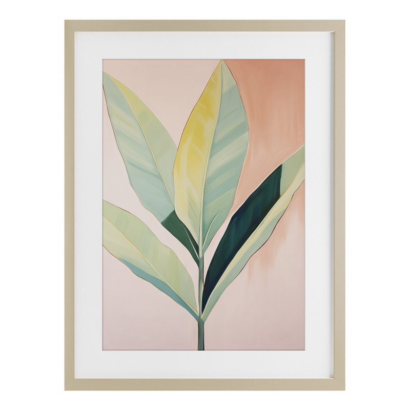 «Tropical Pastel Plant Palms», reproduction sous verre encadrée, design par Sissi et Seb, Cadre de récolte en pin