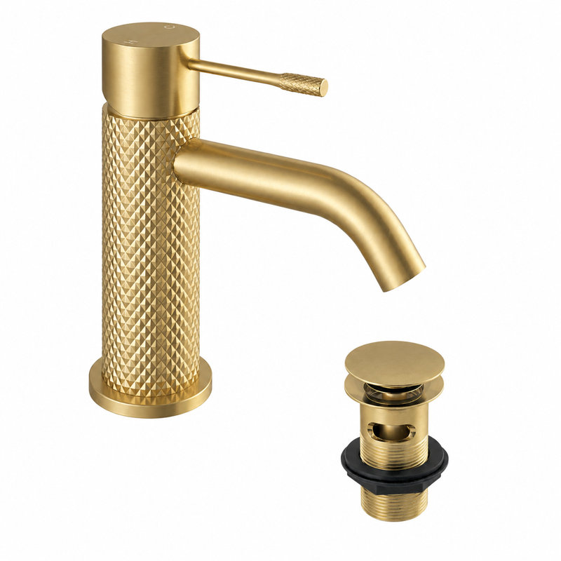  Madrid Mono Basin Mixer with Waste, Gold