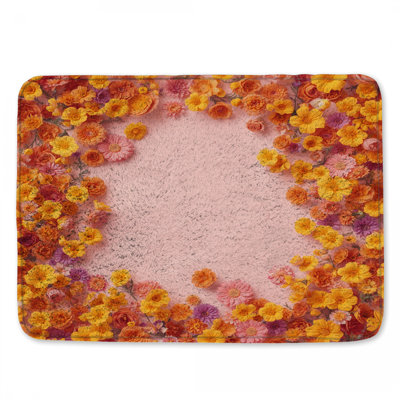 Tapis de bain orange et rose