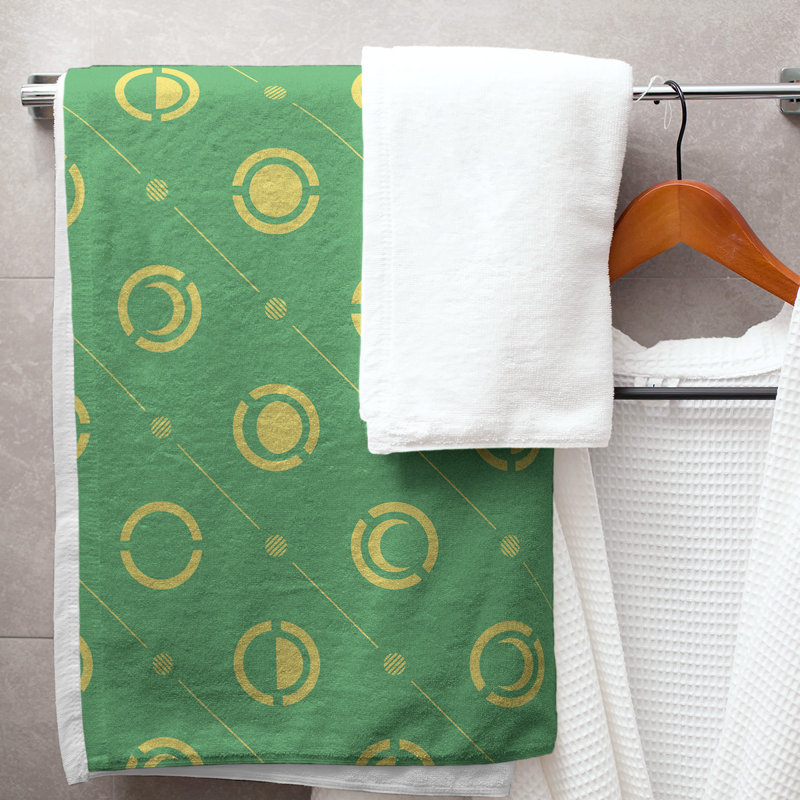Skeffingt Bath Towel, Dark Green/Yellow