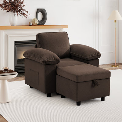 Waldorf 40.2" 1-Seat Sofa Chair With Ottoman