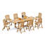 6 Seats 7 Pcs Grade-A Teak Wood Dining Set: 118" Double Extension Mas Rectangle Trestle Leg Table And 6 Ashely Folding Reclining Arm Chairs #11AS2506-1702073507-1808113107