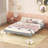Full Double Size Floating Platform Bed, Neutral Gray Particle Board Modern Frame For Bedroom