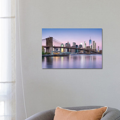 Brooklyn Bridge and Manhattan Skyline on a Winter Morning 1 Piece Wrapped Canvas Wall Art
