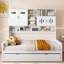Lit de jour double en bois avec lit gigogne simple, tablette - armoire moderne et taille Design, blanc-1818752182-1818752180-1818752187