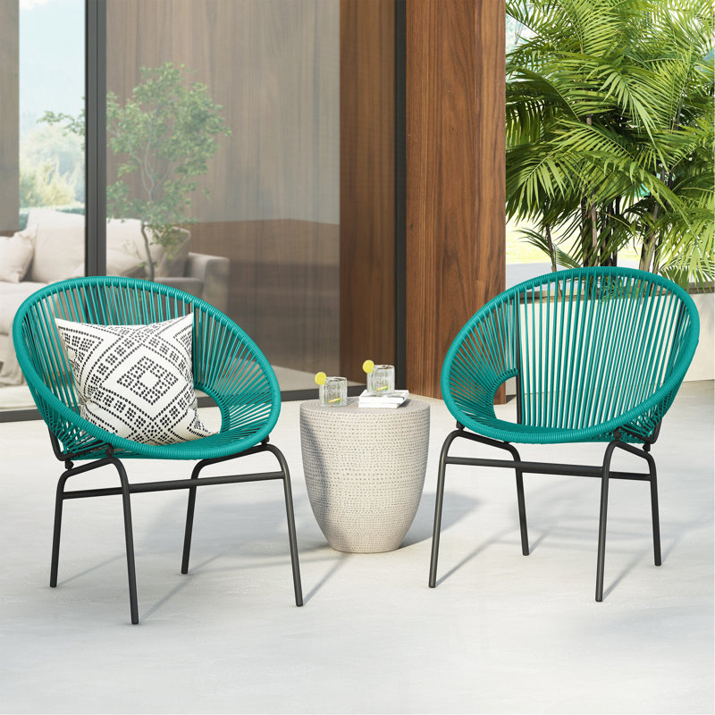 OUDOOR WICKER CHAIR, TEAL, SET OF 2, Teal