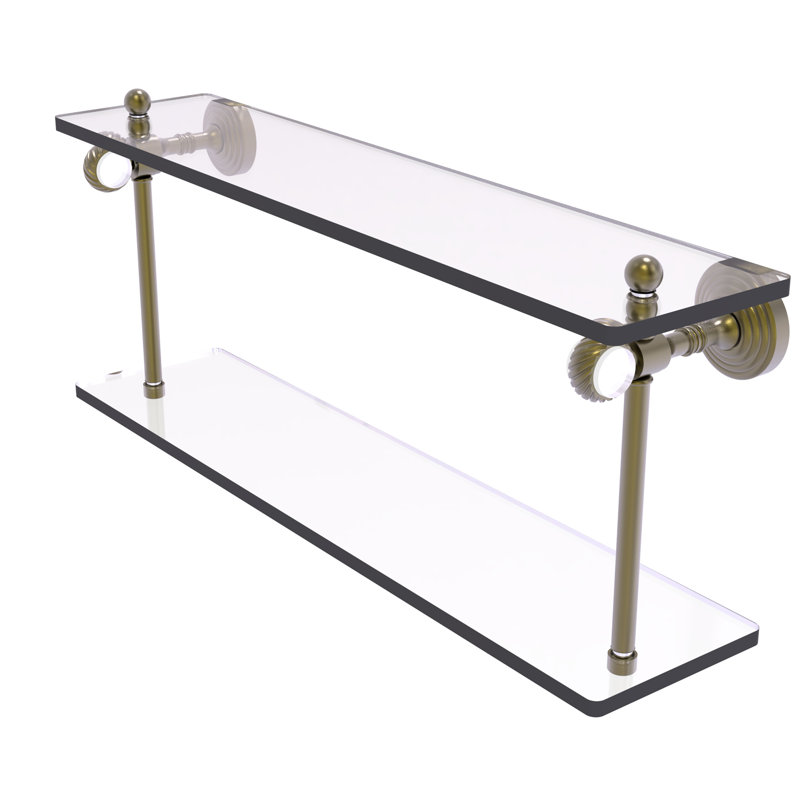 Étagère à 2 niveaux Jarrell, Laiton antique, H 5,12 po x l 22 po x p 9,3 po