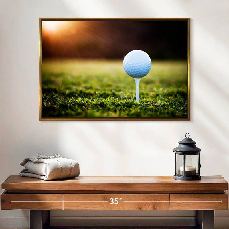 Té de balle de golf, Cadre flottant doré, 25 po x 17 po