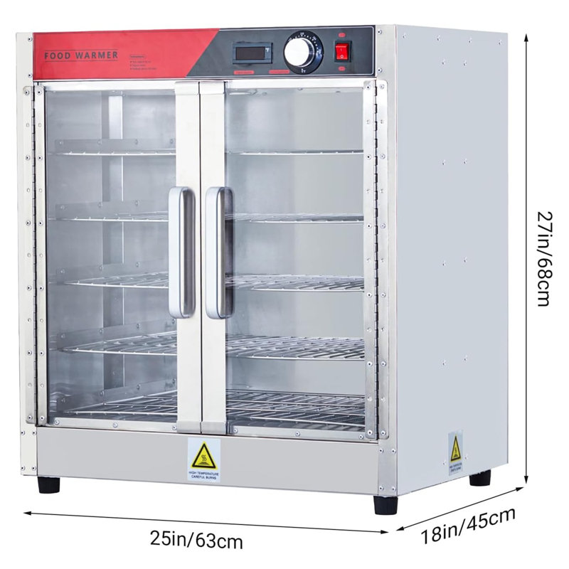 Commercial Hot Box Food Warmer Cabinet, 5-tier Insulated Warming Cabinets With Water Tra, Double Transparent Door 850w Heated Case Perfect For 1/1 Food Pans Pizza Chicken
