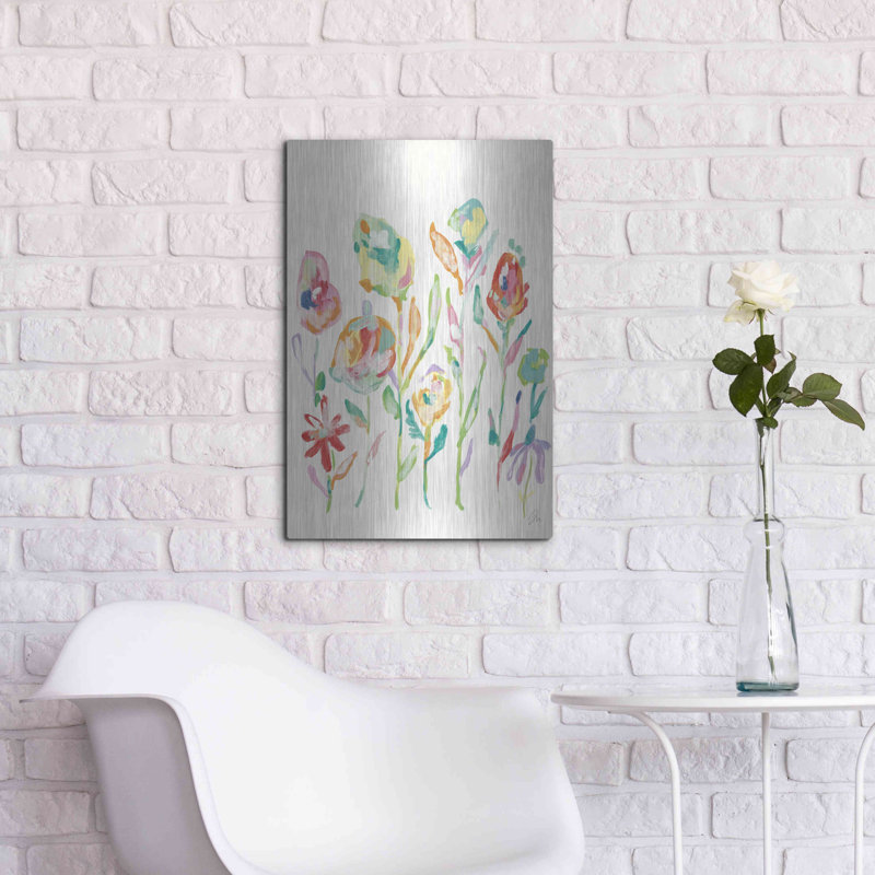 «Mod Flowers I» par Jessica Mingo, art mural en métal, H 24 po x l 16 po