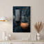 Art mural sur toile, "Rustic Ceramique Vessels" sur fond bleu texturé-133059042